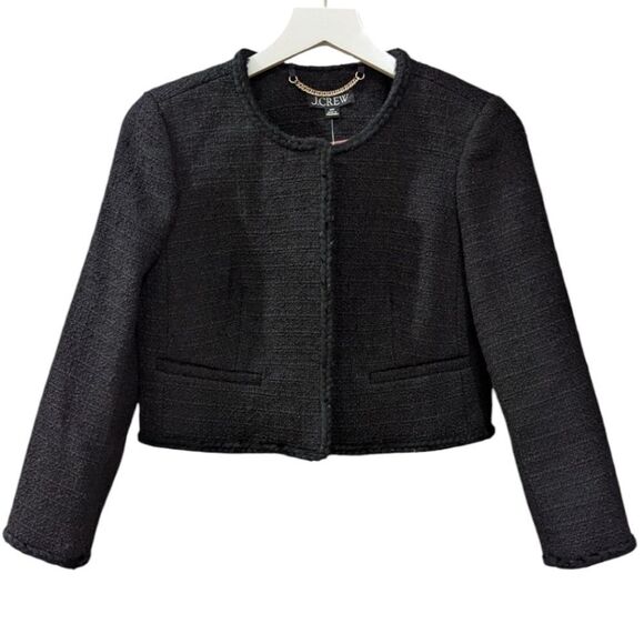 J.Crew Louisa Lady Jacket In Maritime Tweed Blazer Women's 00P Black BU036 NWT - Picture 7 of 15